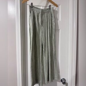 Abercrombie & Fitch Green and White Striped Pants